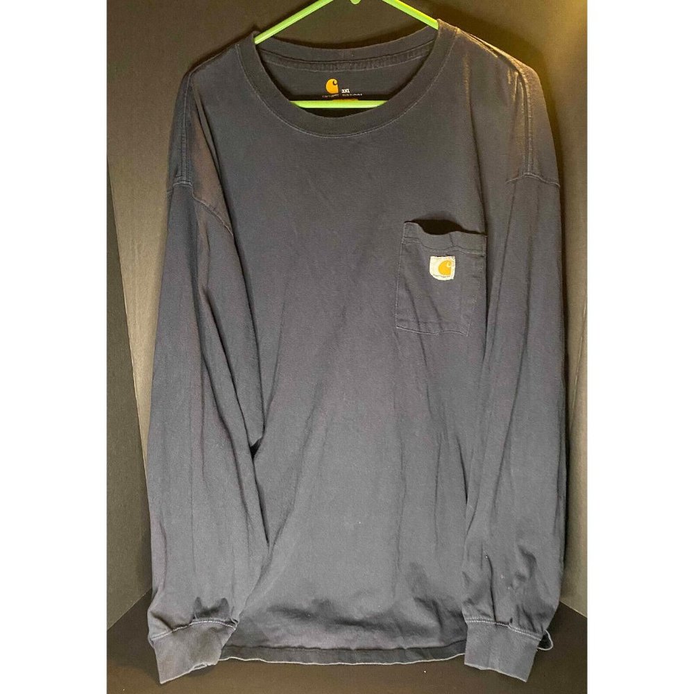 Carhartt T-Shirt 3XL Blue Original Fit Long Sleeve Crewneck Pocket Workwear